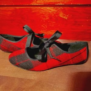 Soda Red Plaid Flats